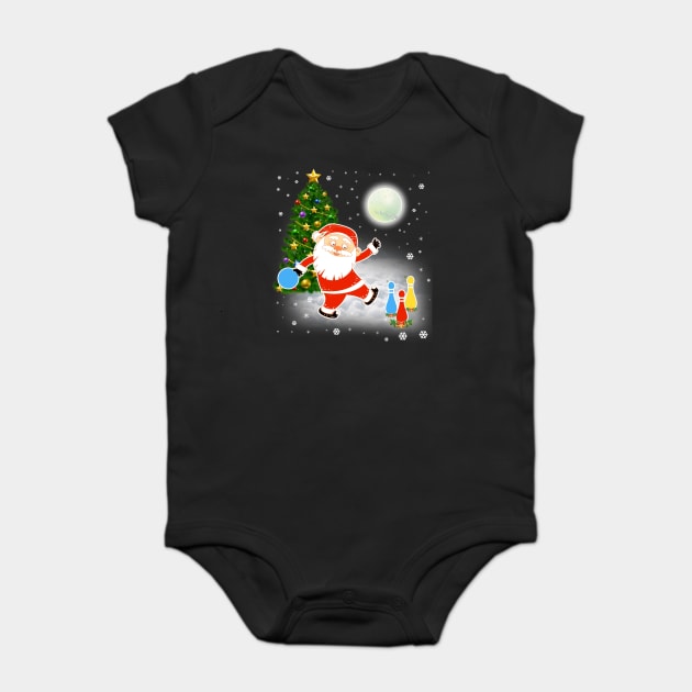 Santa Claus Bowling Christmas Funny Gift Baby Bodysuit by Sinclairmccallsavd